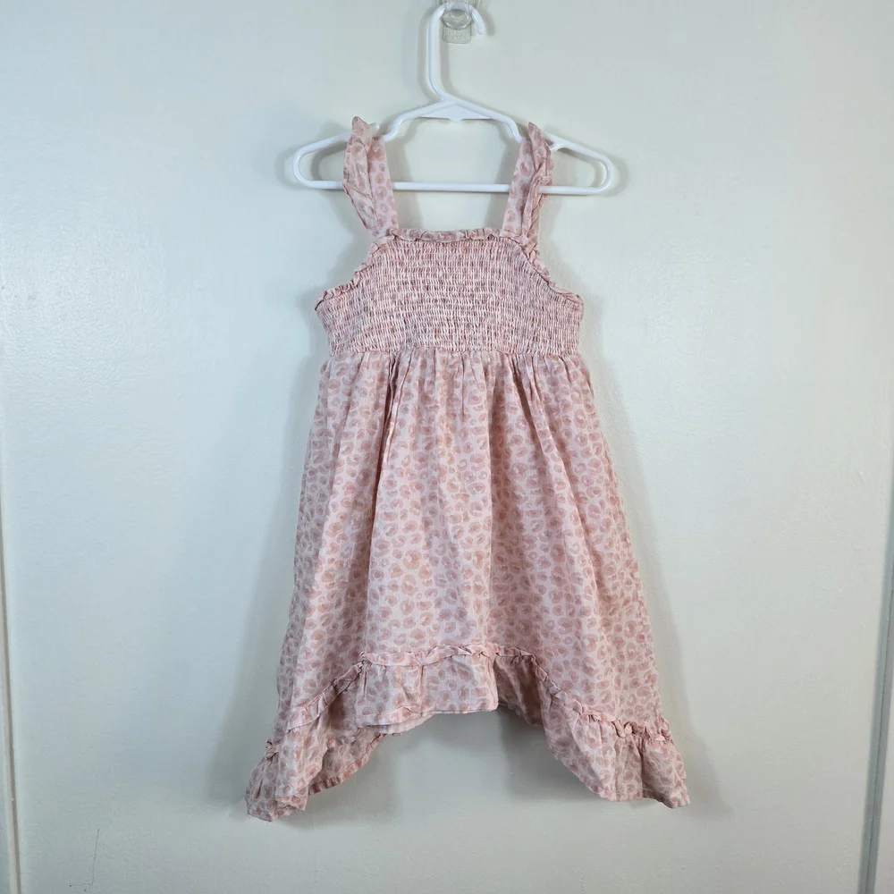 Cynthia‎ Rowley Girls Pink Animal Print Sleeveless Smocked Lagenlook Sundress 4T